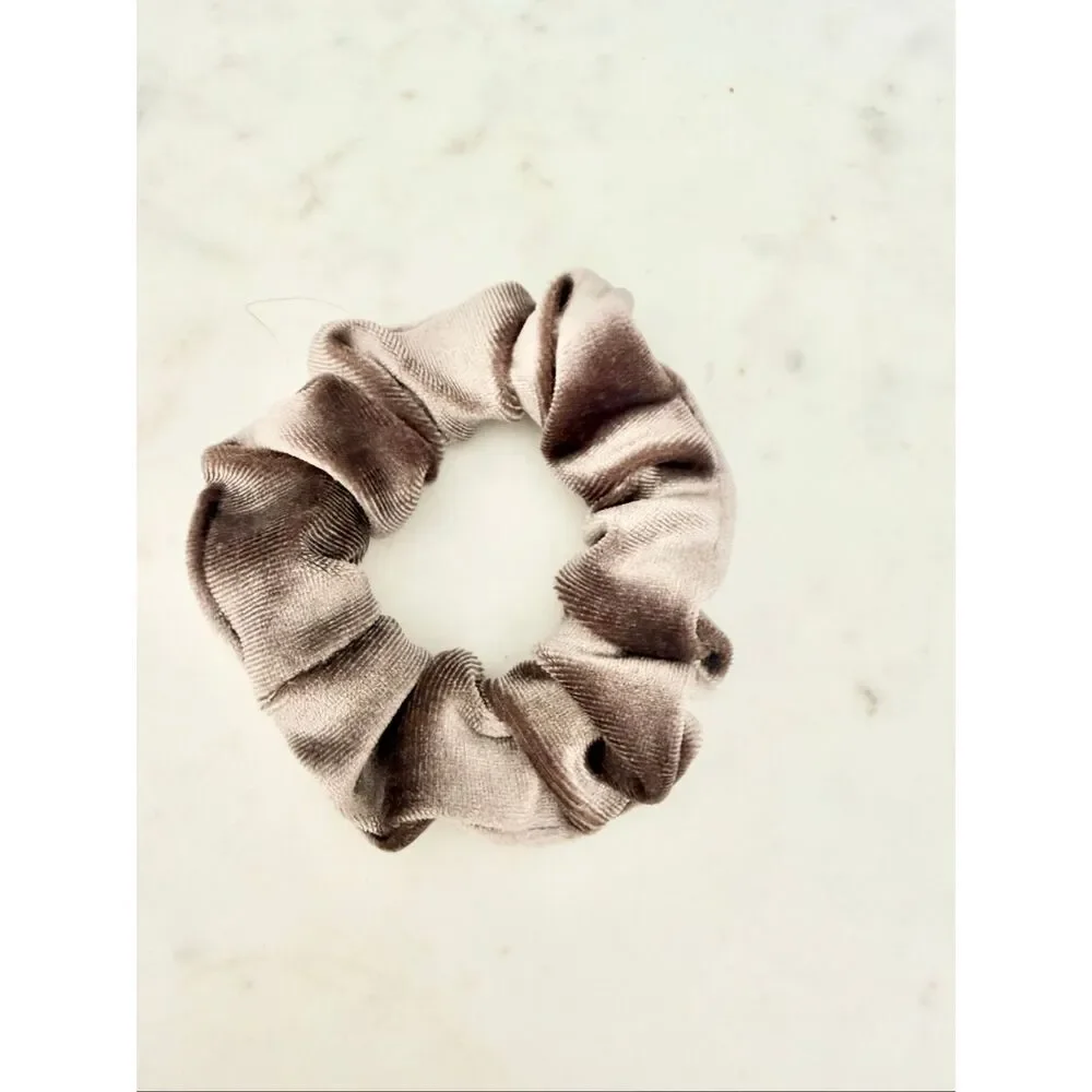 Taupe Velvet Scrunchie Soft Velour Hair Tie Neutral Hair Accessory